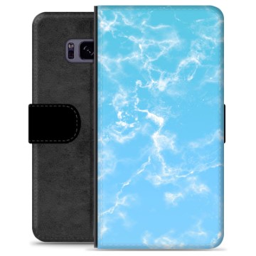 Samsung Galaxy S8 Premium Portemonnee Hoesje - Blauw Marmer