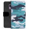 Samsung Galaxy S9 Premium Portemonnee Hoesje - Blauw Camouflage