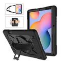 Samsung Galaxy Tab S6 Lite 2020/2022/2024 Heavy Duty 360 Cover met Polsbandje - Zwart