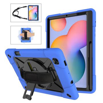 Samsung Galaxy Tab S6 Lite 2020/2022/2024 Heavy Duty 360 Cover met Polsbandje - Blauw