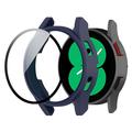 Samsung Galaxy Watch FE Plastic Hoesje met Glazen Screenprotector - 40mm - Donkerblauw