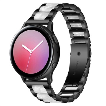 Samsung Galaxy Watch4/Watch4 Classic/Watch5/Watch6/Watch FE/Watch7 Roestvrij Stalen Riem - Parel Grijs / Zwart