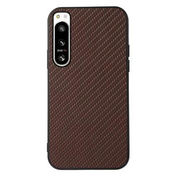 Sony Xperia 5 IV TPU Hoesje - Carbon Fiber - Bruin