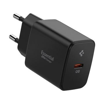 Spigen Essential EE201EU USB-C oplader 20W - GaN, Quantum Boost - Zwart