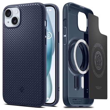 iPhone 15 Spigen Mag Armor Hybrid Case - Navy Blauw