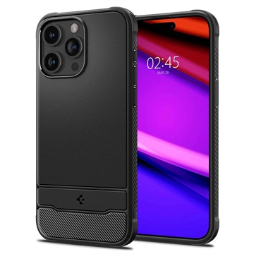 iPhone 15 Pro Max Spigen Rugged Armor Mag TPU Hoesje - Zwart