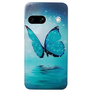 Google Pixel 8a Stijlvolle Ultradunne TPU Hoesje - Blauw Vlinder