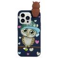 3D Figure-serie iPhone 14 Pro TPU Hoesje - Saffier / Uil