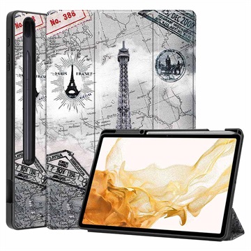 Tri-Fold Series Samsung Galaxy Tab S7+ Folio Hoesje - Eiffeltoren