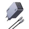 Ugreen X757 Nexode Pro 3-poorts GaN PD snellader met USB-C kabel - 100W - Grijs