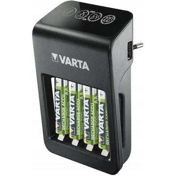 Varta LCD Stekkerlader+ Batterijlader met 4x R6/AA Batterijen