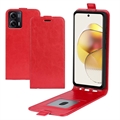 Motorola Moto G73 Verticale Flip Hoesje met Kaartsleuf - Rood