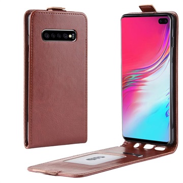 Samsung Galaxy S10 5G Verticale Flip Hoesje met Creditcardvak - Bruin