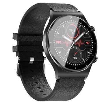 Waterdichte Bluetooth Sportslimme Horloge met Hartslag GT08 - Zwart