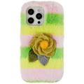 3D Plush Harige winter iPhone 14 Pro TPU Hoesje - Geel Rosa