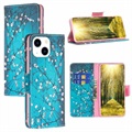 Wonder Series iPhone 14 Portemonnee Hoesje - Wit Bloemen