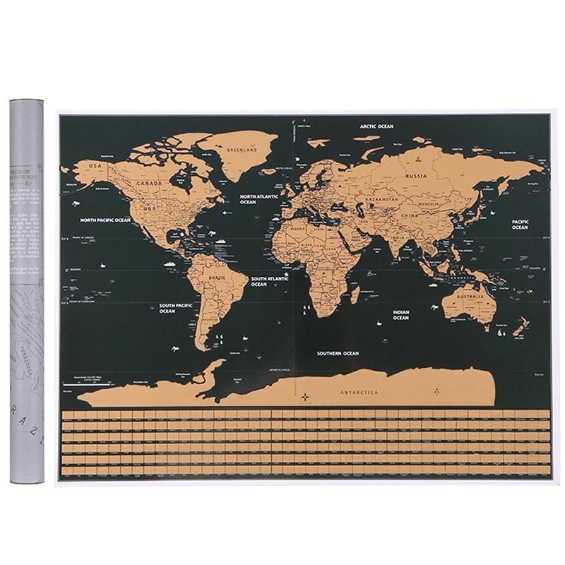Scratch Wereldkaart met Nationale Vlaggen