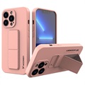 Wozinsky Kickstand iPhone 13 Pro Max Siliconen Hoesje - Roze