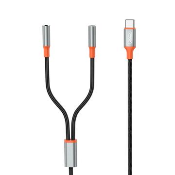 XO NB-R269B 2-in-1 audiokabel - USB-C / 2x3.5mm - 1.2m - Zwart