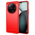 Xiaomi Redmi A3 Geborsteld TPU Hoesje - Koolstofvezel - Rood