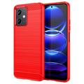 Xiaomi Redmi Note 12/Poco X5 Geborsteld TPU Hoesje - Koolstofvezel - Rood