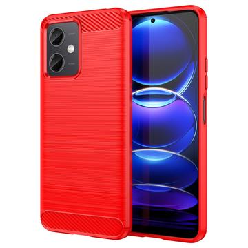 Xiaomi Redmi Note 12/Poco X5 Geborsteld TPU Hoesje - Koolstofvezel - Rood