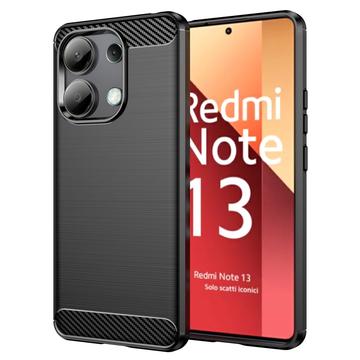 Xiaomi Redmi Note 13 4G Geborsteld TPU Hoesje - Koolstofvezel - Zwart