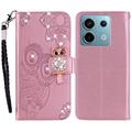 Xiaomi Redmi Note 13 Pro/Poco X6 Uil Strass Portemonnee Hoesje - Roségoud