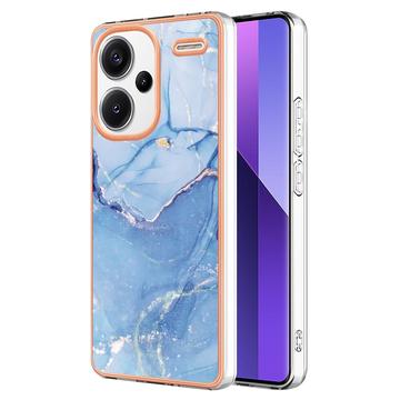 Xiaomi Redmi Note 13 Pro+ Marble Pattern Gegalvaniseerd IMD TPU Hoesje - Blauw