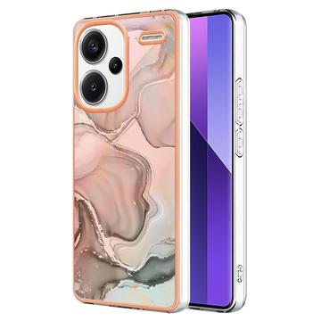 Xiaomi Redmi Note 13 Pro+ Marble Pattern Gegalvaniseerd IMD TPU Hoesje - Roze