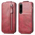 Ritsvak Sony Xperia 1 IV Verticale Flip Hoesje - Rood