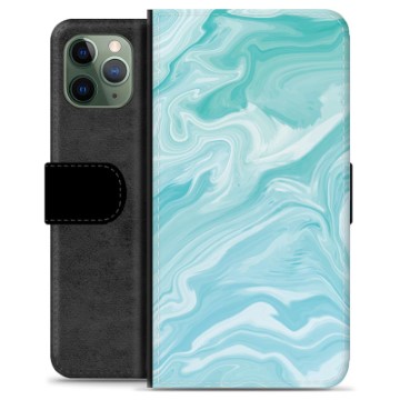 iPhone 11 Pro Premium Portemonnee Hoesje - Blauw Marmer