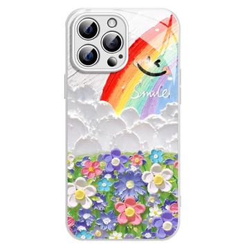 iPhone 12 Pro Max Glimlach & Regenboog Hybride Hoesje - Wit