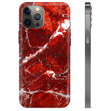 iPhone 12 Pro Max TPU Hoesje - Rood Marmer