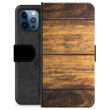 iPhone 12 Pro Premium Portemonnee Hoesje - Hout