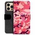 iPhone 13 Pro Max Premium Portemonnee Hoesje - Roze Camouflage