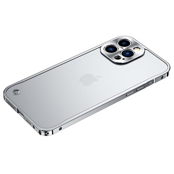 iPhone 13 Pro Metalen Bumper met Kunststof Achterkant - Zilver