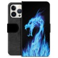 iPhone 13 Pro Premium Portemonnee Hoesje - Blue Fire Dragon