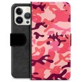 iPhone 13 Pro Premium Portemonnee Hoesje - Roze Camouflage