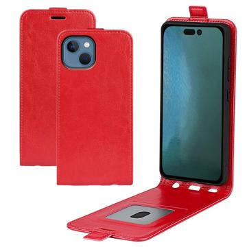 iPhone 14 Plus Verticale Flip Hoesje met Creditcardvak - Rood