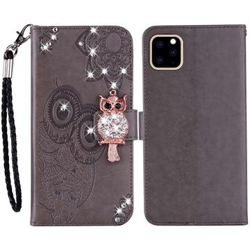 iPhone 14 Pro Max Uil Strass Portemonnee Hoesje