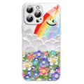 iPhone 14 Pro Glimlach & Regenboog Hybride Hoesje - Wit