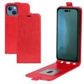 iPhone 14 Verticale Flip Hoesje met Kaarthouder - Rood