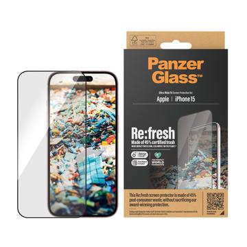 iPhone 15 PanzerGlass Re:fresh Ultra-Wide Fit Screenprotector m. EasyAligner - Zwarte rand