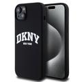 iPhone 15 Plus DKNY Liquid Silicone Logo-hoesje met boog - MagSafe-compatibel - Zwart