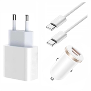 iPhone 15 Pro/15 Pro Max/16 Pro/16 Pro Max 20W Oplader / Autolader w.Cable 2m - Wit