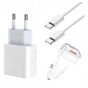 iPhone 15 Pro/15 Pro Max/16 Pro/16 Pro Max 20W Oplader / Autolader w.Cable 2m - Wit