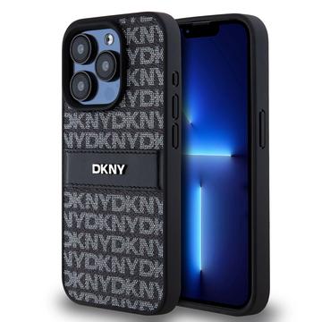 iPhone 15 Pro DKNY Repeat Pattern Tonal Stripe hoesje - Zwart