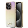 iPhone 15 Pro Max Guess Iridescent Metal Script Hybrid hoesje - Goud