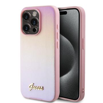 iPhone 15 Pro Max Guess Iridescent Metal Script Hybrid hoesje